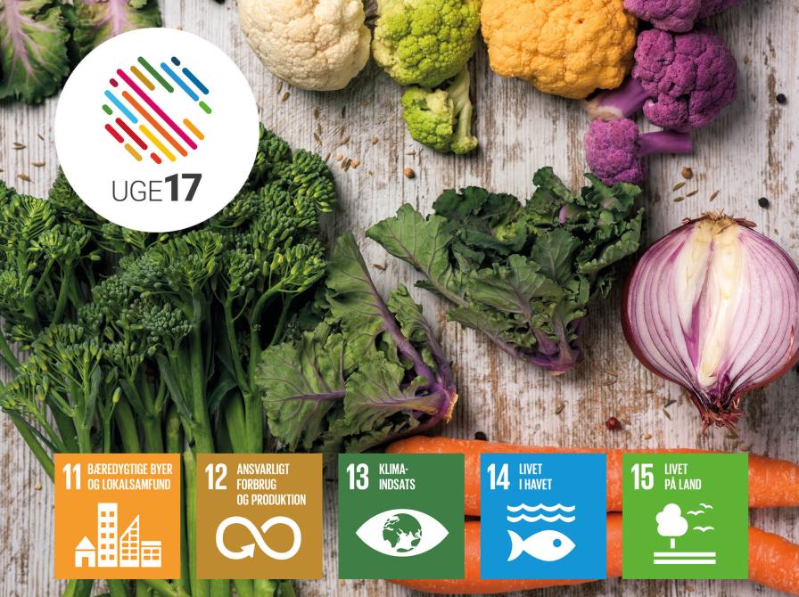 Grøntsager. Uge 17 logo. Verdensmål 11, 12, 13, 14 og 15.