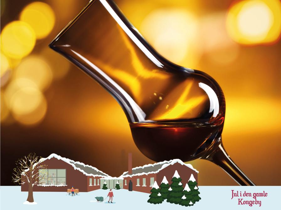 Et glas snaps. Jul i den gamle Kongeby logo.